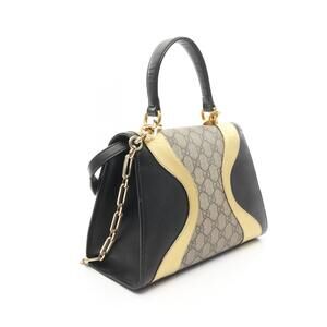 Gucci Oziride GG Supreme Handbag Canvas Leather Beige Black